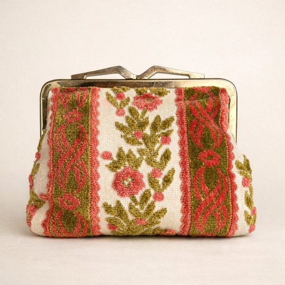 Vintage Coin Purse Floral Patterned Clutch Boho 🌺 - Picture 2 of 5